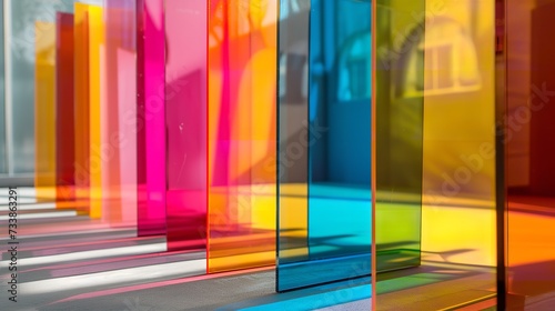 Vibrant clear glass wall modern showroom designed, Generative AI.