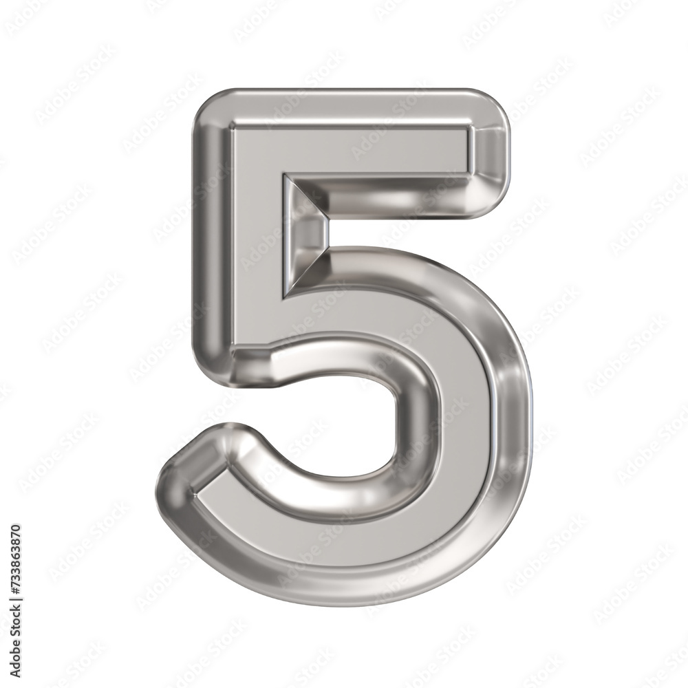 Steel font Number 5 FIVE 3D Steel font Number 5 FIVE 3D