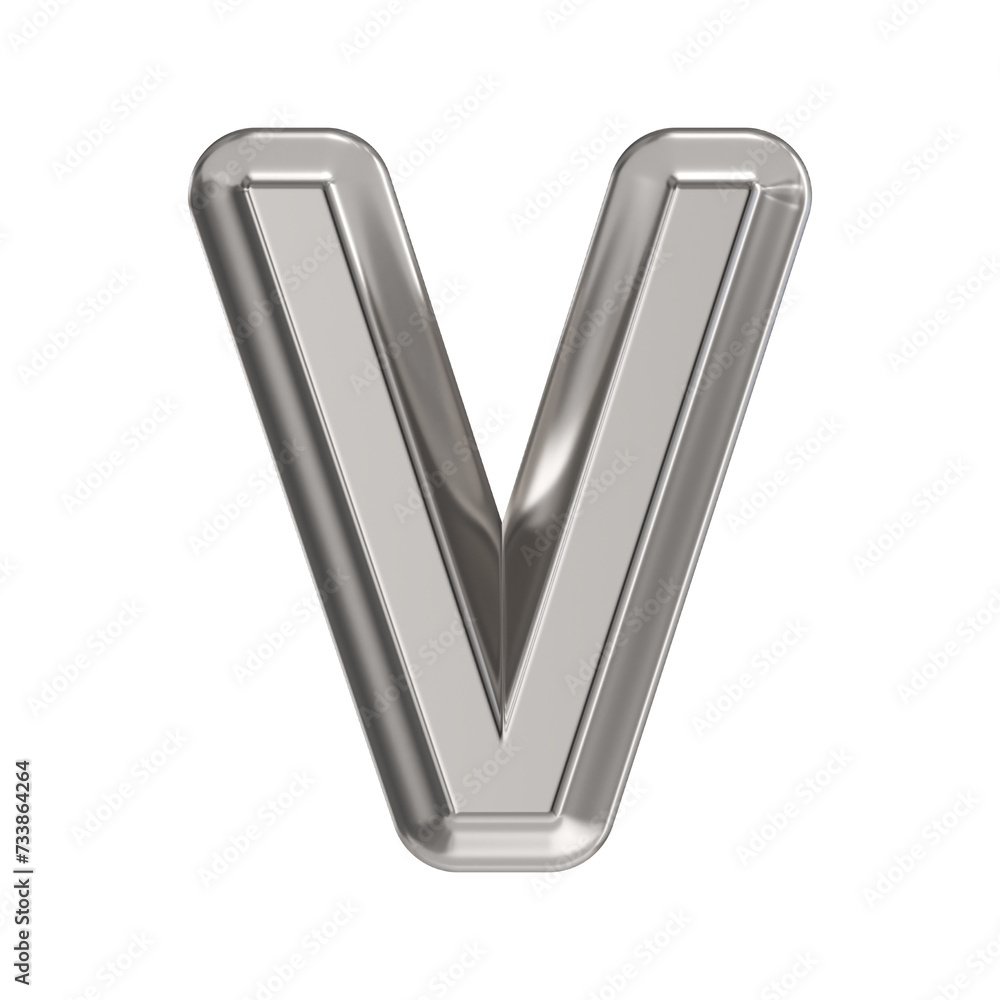 Steel font Letter V 3D Steel font Letter V 3D