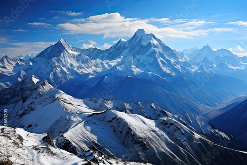 Himalayas. Mountains covered with snow. Generative AI Art. Beautiful view. © Sci-Fi Agent