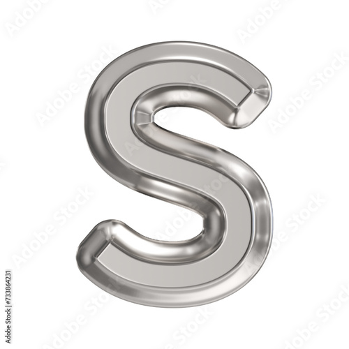 Steel font Letter S 3D
