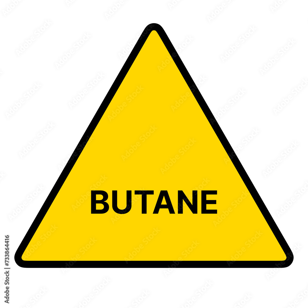 Butane Gas Warning Triangle Sign Sticker Label Placard Symbol On Transparent Background. Safety Caution Alert Sign Butane Gas Warning Triangle Sign Sticker Label Placard Symbol On Transparent Background. Safety Caution Alert Sign