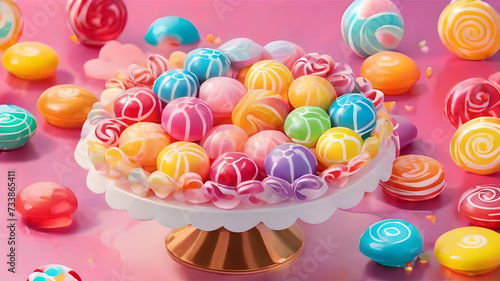 multi-colored candies on a bright plain background