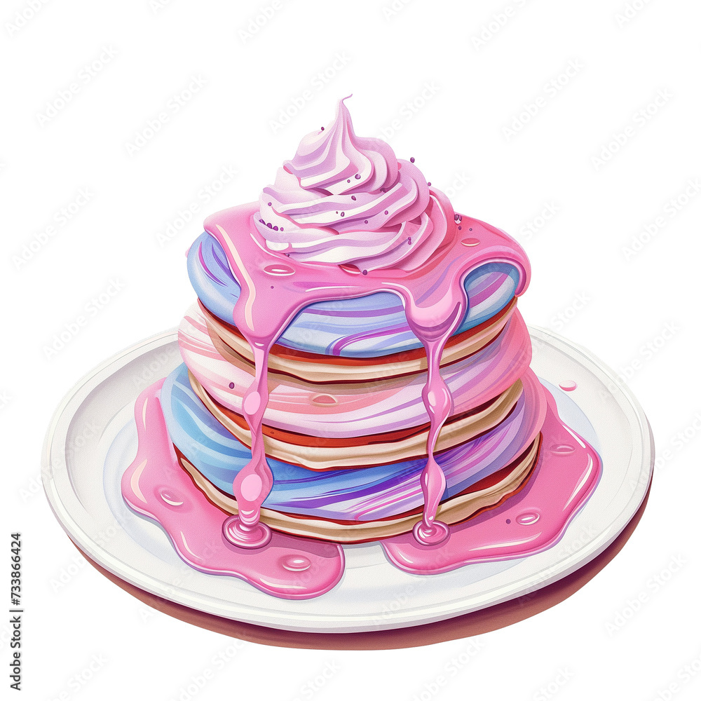 stack of pastel colored pancakes on a plate stack of pastel colored pancakes on a plate