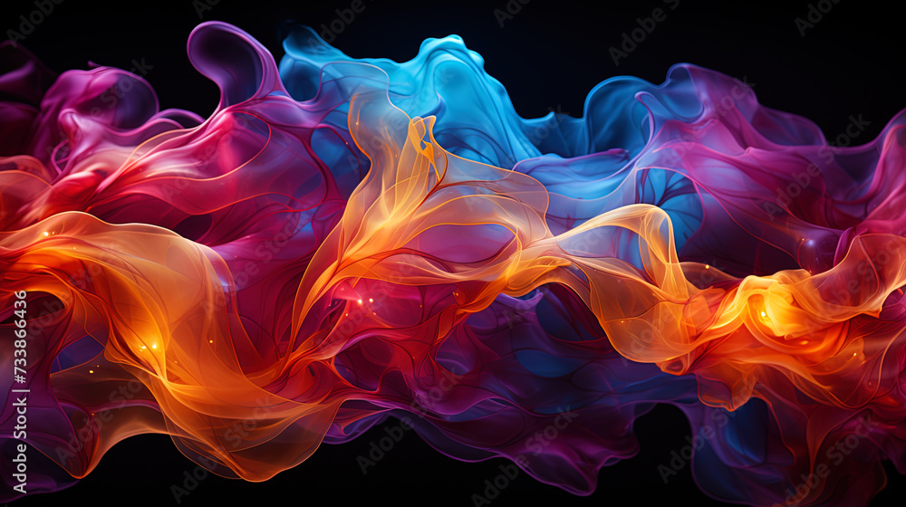 A photograph of an abstract pattern in which forms and colors are intertwined, creating the magic A photograph of an abstract pattern in which forms and colors are intertwined, creating the magic