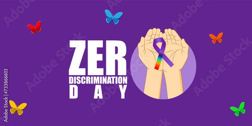 Vector illustration of Zero Discrimination Day social media feed template