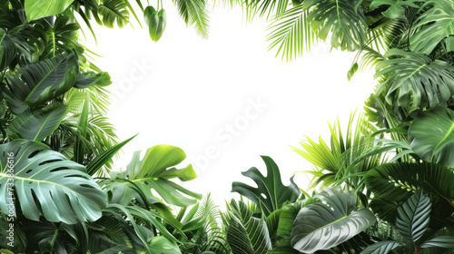 Group of Green Plants on White Background