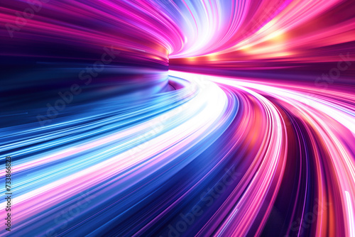 Speed motion blur. Colorful light trails. Abstract background image. Created with Generative AI technology