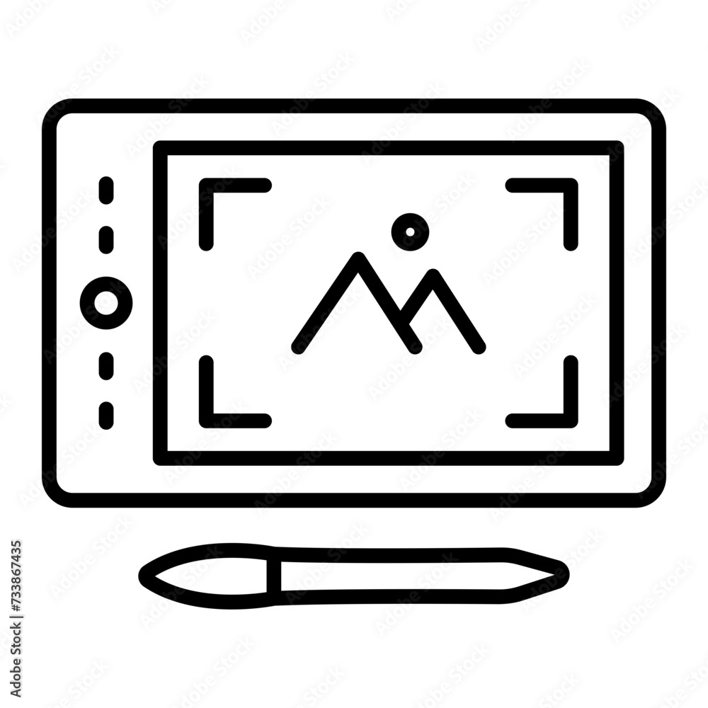 Digitizing Device vector outline design, Web design and Development symbol, user interface or graphic sign, website builder stock illustration, image designing using Pen Tablet concept Digitizing Device vector outline design, Web design and Development symbol, user interface or graphic sign, website builder stock illustration, image designing using Pen Tablet concept