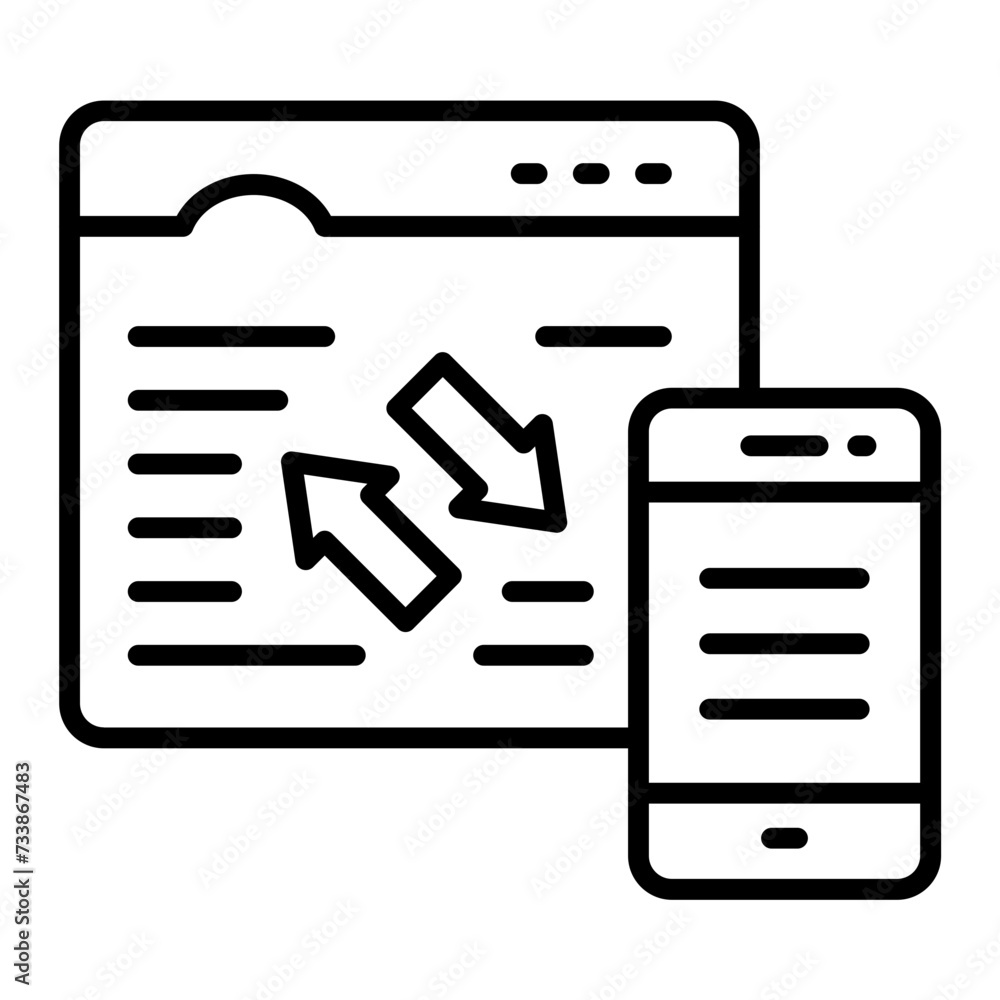 Cellphone friendly web page vector outline design, Web design and Development symbol, user interface or graphic sign, website builder stock illustration, mobile responsive conversion concept Cellphone friendly web page vector outline design, Web design and Development symbol, user interface or graphic sign, website builder stock illustration, mobile responsive conversion concept