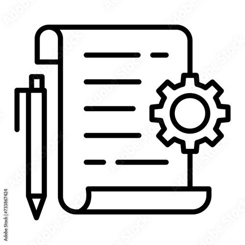 writing the Side notes and changes vector outline design, Web design and Development symbol, user interface or graphic sign, website builder illustration, Composing Website Structure on paper concept