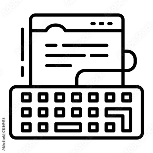 Blog or content Writing vector outline design, Web design and Development symbol, user interface or graphic sign, website builder stock illustration, Browser keyboard shortcuts concept