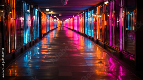 A sparkling neon passage, like a gate into exceptional spaces and time photo