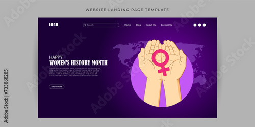 Vector illustration of Womens History Month Website landing page banner Template