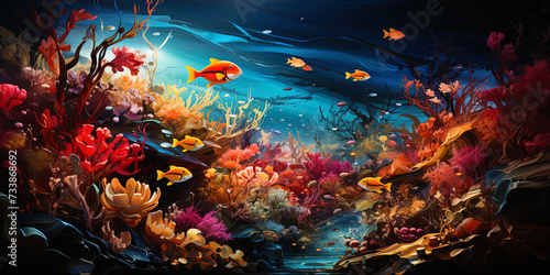 Bright water canvas: an underwater world painted with a rainbow with the participation of dozens o © JVLMediaUHD