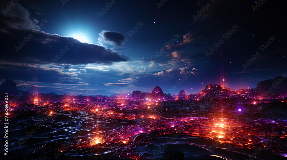 Fototapeta premium Cosmic hypernians, breaking out in bright flashes of light and en
