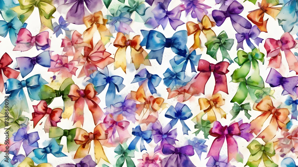 colorful backgrounds with butterflies, bows and fruits