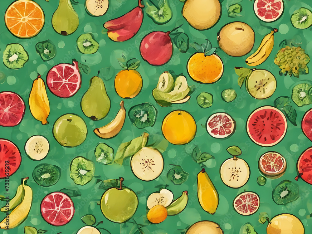 colorful backgrounds with butterflies, bows and fruits colorful backgrounds with butterflies, bows and fruits