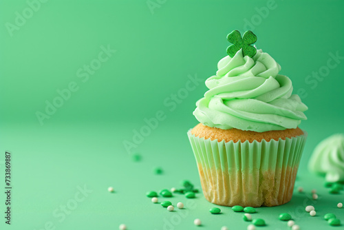 Wallpaper Mural Cupcake With Green Frosting and Shamrock Decoration Torontodigital.ca