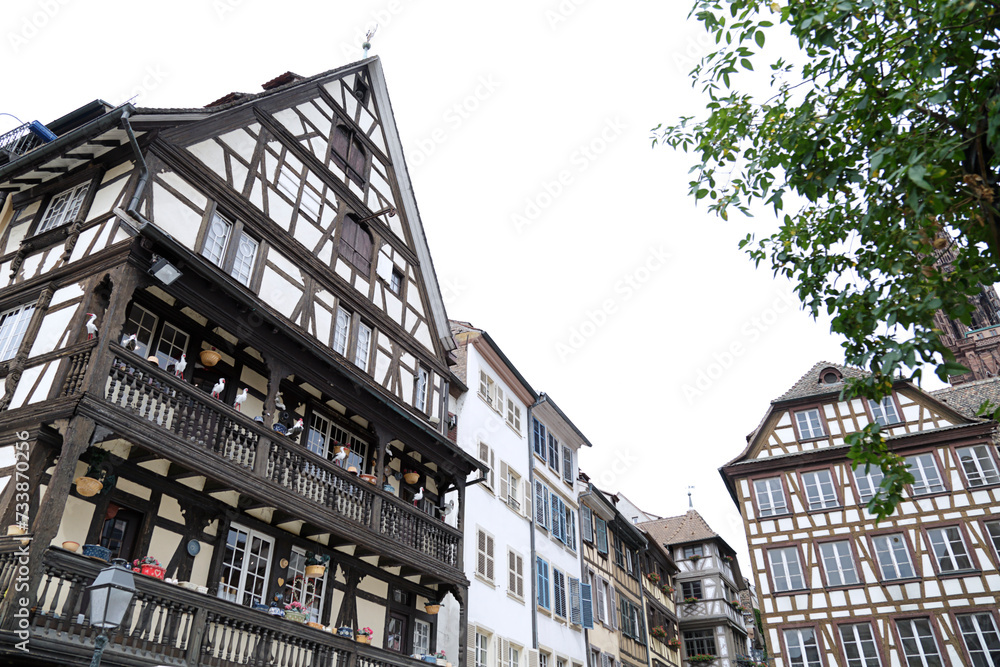 Traditional half timbered houses, Strasbourg, Alsace, France.