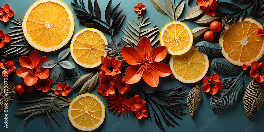 Photo of a modern creative pattern inspired by natural elements and juicy shade Photo of a modern creative pattern inspired by natural elements and juicy shade