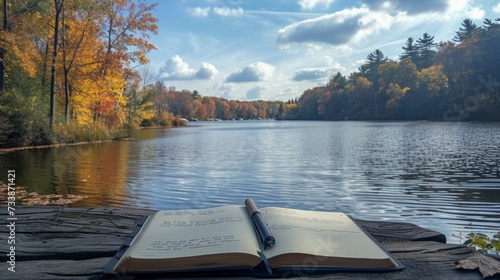 Lakeside Reflections in Autumn - Journaling for Personal Growth, adult, solo journey, reflective journaling, lakeside serenity, autumn, personal development, restorative moments