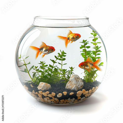 Goldfish in aquarium isolated on white background. Made with generative ai
