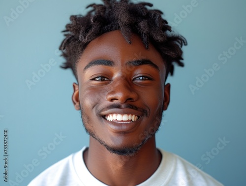 happy smiling African American man portrait, professional studio background