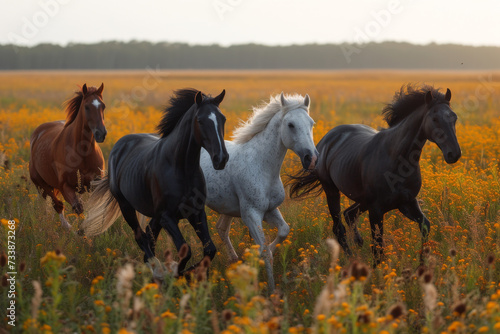 Wild Horses Racing Across the Plains