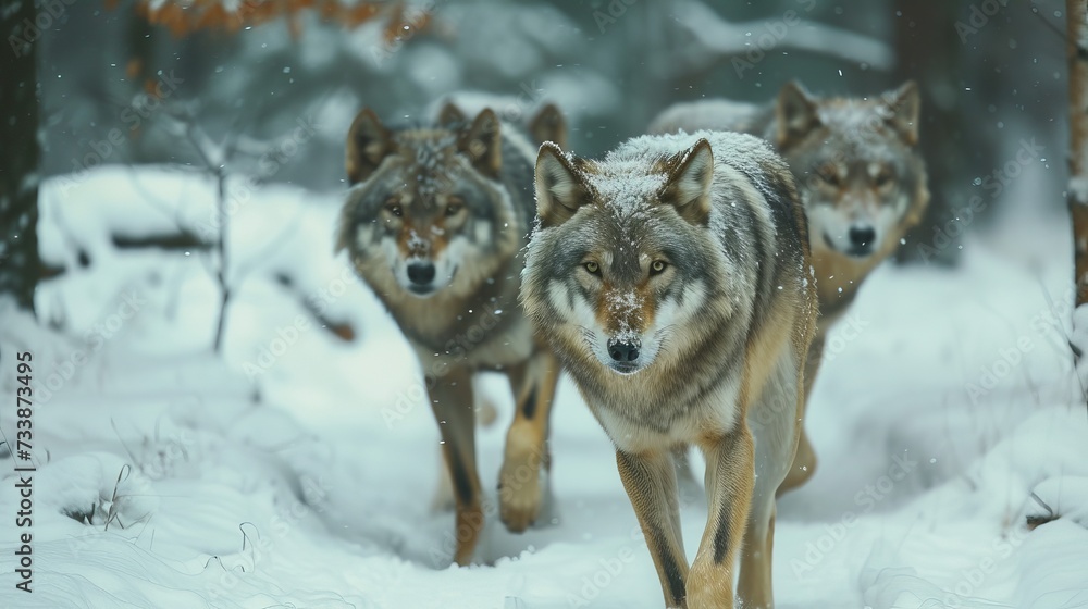 Obraz premium wolf pack in winter