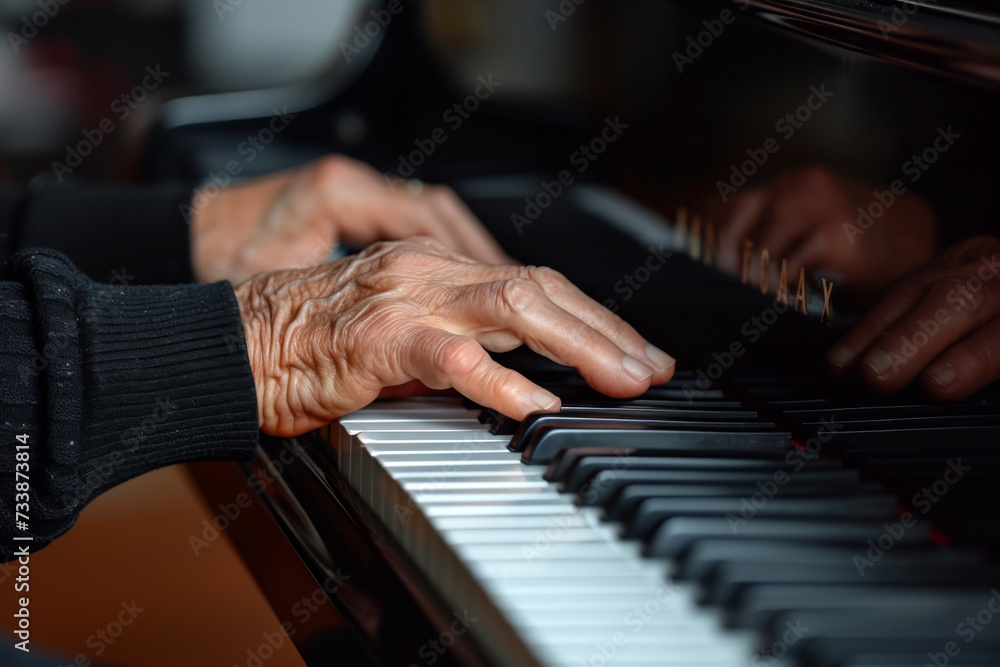 Fototapeta premium Senior Man's Graceful Piano Performance