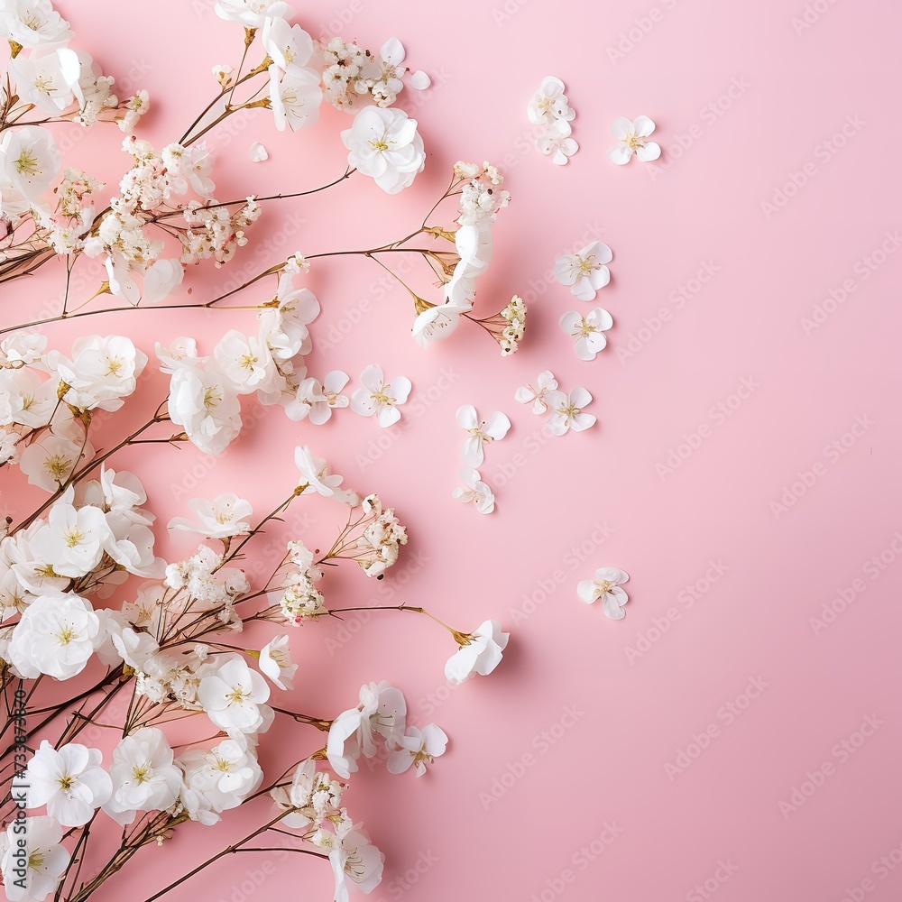 cherry blossoms on a pink background