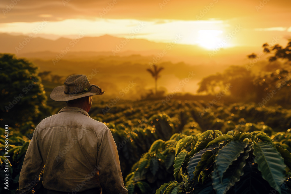Man Cultivating Coffee in the Fields Man Cultivating Coffee in the Fields