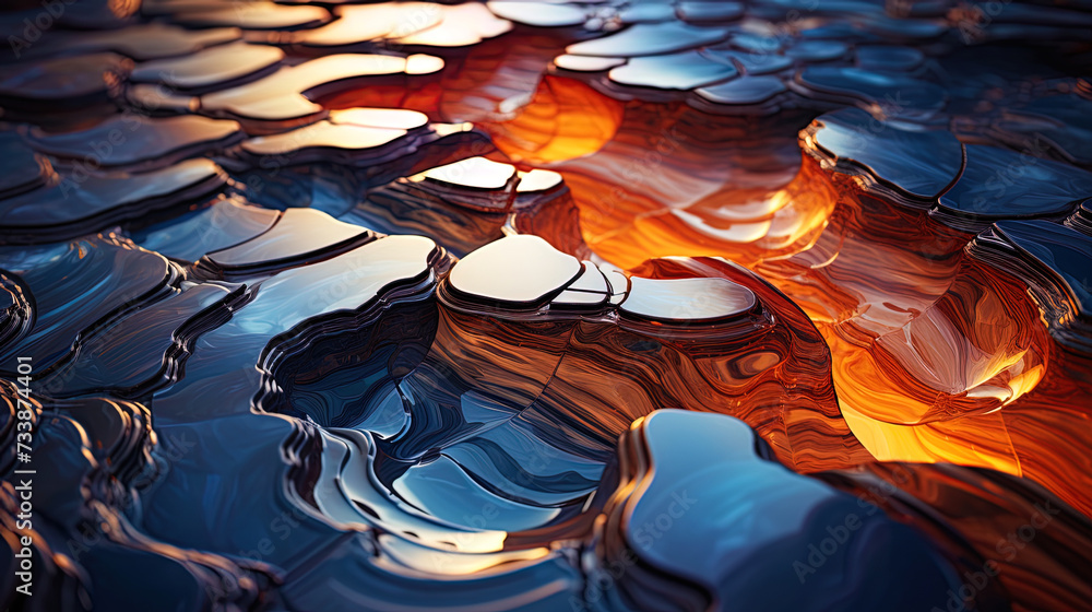 Obraz premium The smooth surfaces of this planet reflect unusual forms of light, creating an impressive mosaic a