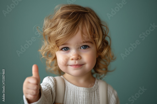 Toddler Expressing Approval with Thumbs Up