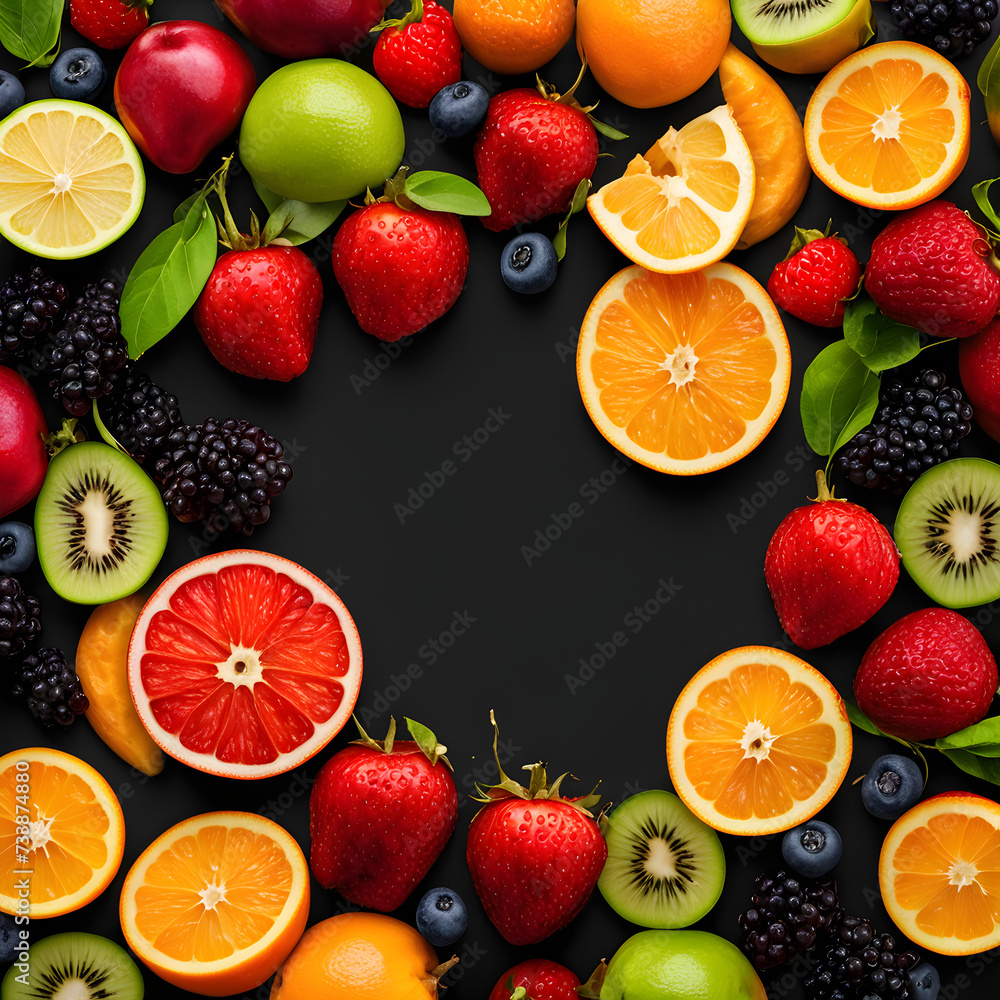 a bunch of fruits on a black background a bunch of fruits on a black background