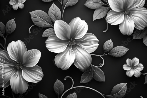 Flolar Abstract Black and White Pattern photo