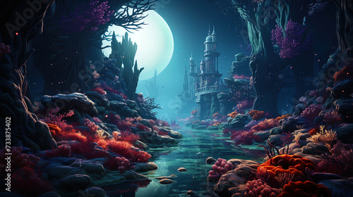 Underwater fairy tale  bright coral reefs come to life under water  filling the world with colors