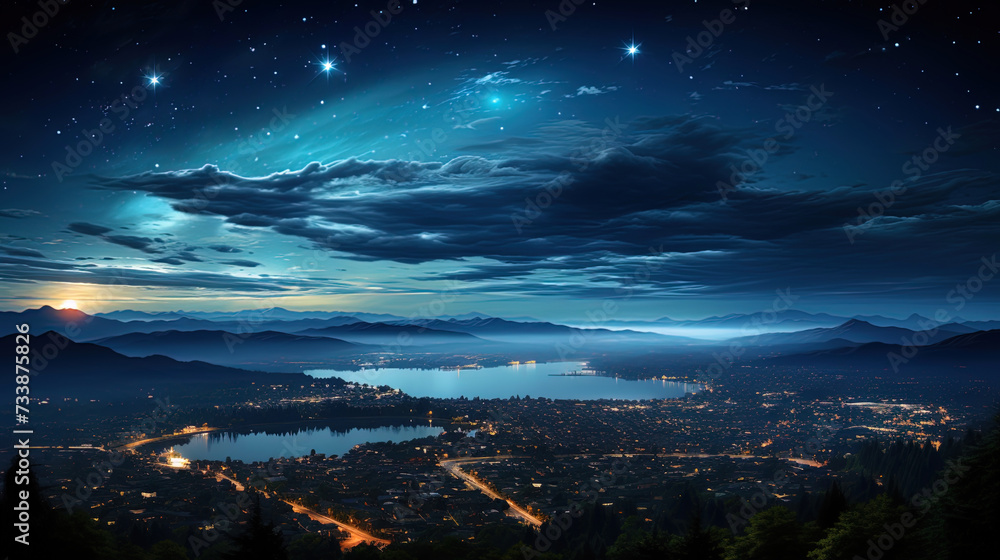 View of a star cloud flickering like a distant city from ligh