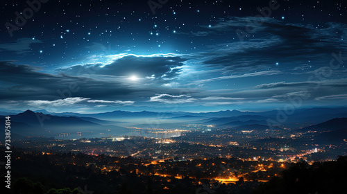 View of a star cloud flickering like a distant city from lig