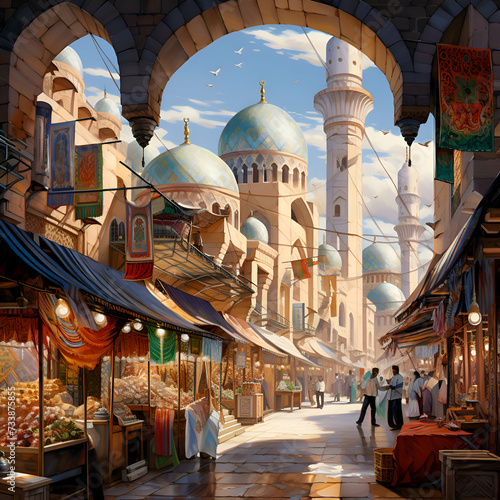  3D rendering Street in the old city