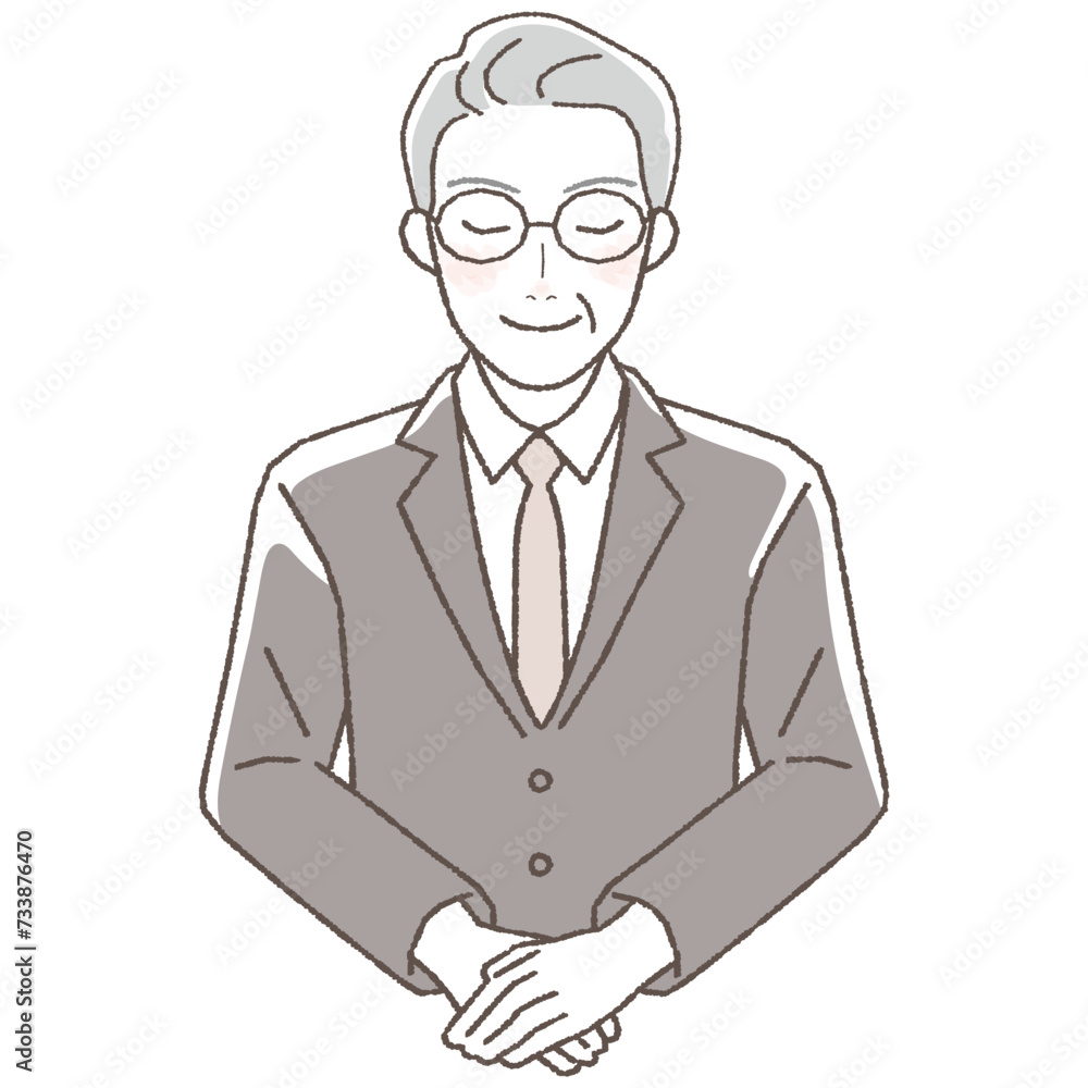 Boss, illustration of a businessman bowing with a smile, upper body. Boss, illustration of a businessman bowing with a smile, upper body.