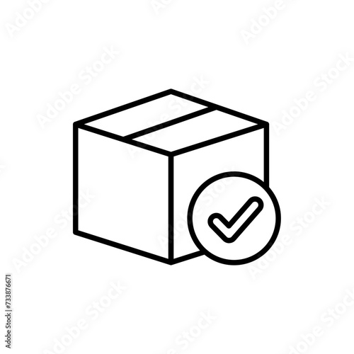Verified box outline icons, minimalist vector illustration ,simple transparent graphic element .Isolated on white background
