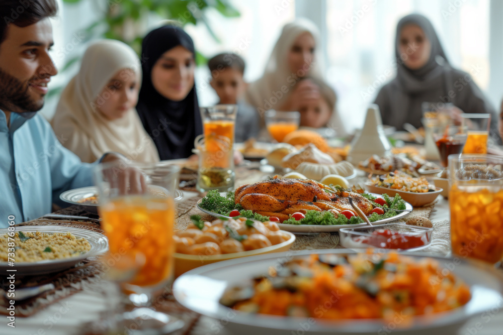 Big Muslim Family Gathering for Festive Dinne