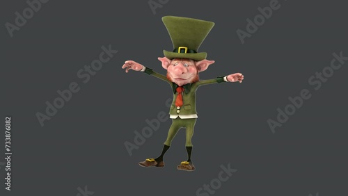 Fun 3D cartoon leprechaun dancing (with alpha channel) photo