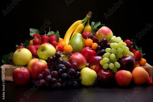 A simple arrangement of colorful and natural fruits. Generative AI
