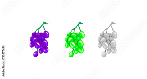Grapes icons. Flat, color, fruit design, grape icons. Vector icons