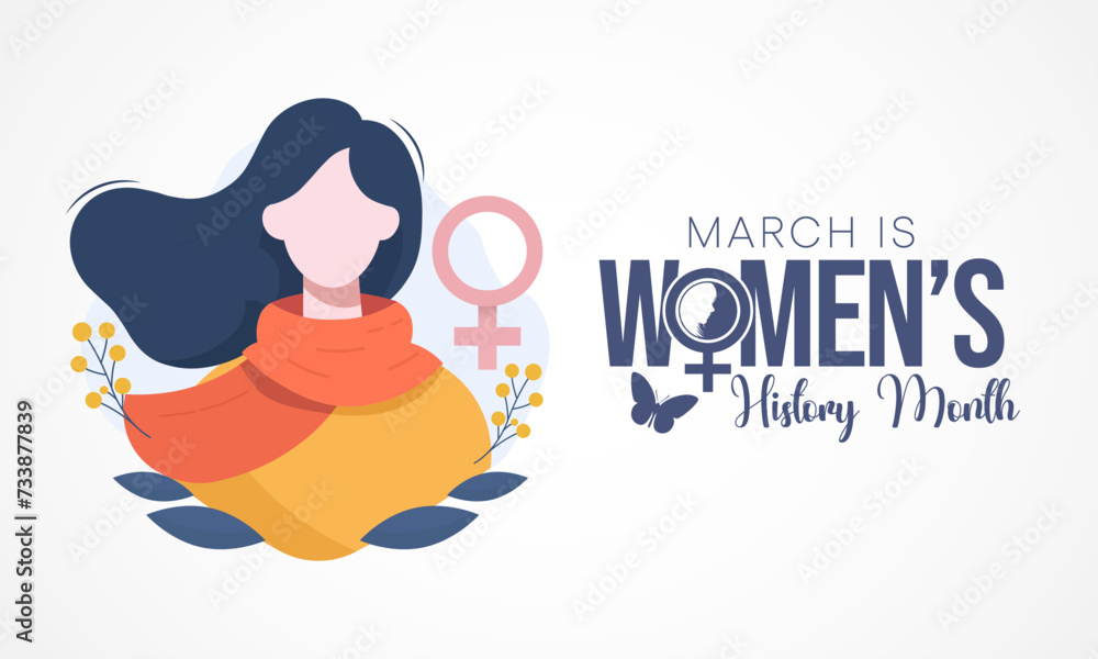 Obraz premium Women's History month is observed every year in March, is an annual declared month that highlights the contributions of women to events in history and contemporary society. Vector illustration design.
