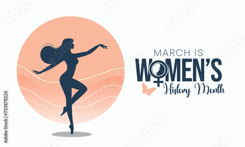 Women's History month is observed every year in March, is an annual declared month that highlights the contributions of women to events in history and contemporary society. Vector illustration design.