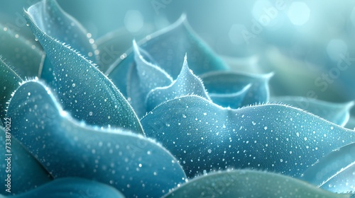 Frosty Whispers: Aloe leaves embrace a chilly palette of Ice Blue and Mint, invoking a frosty serenity.